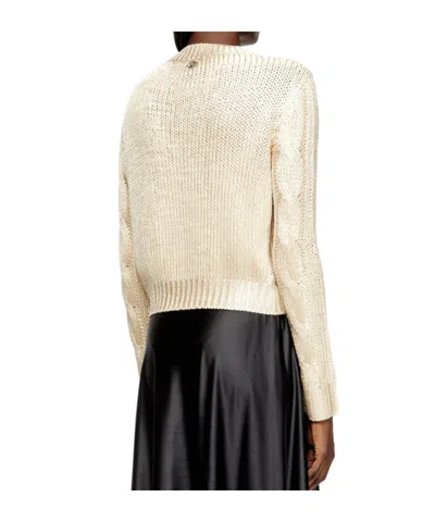 Diesel Cable-knit Jumper With Shiny Effect In Neutral