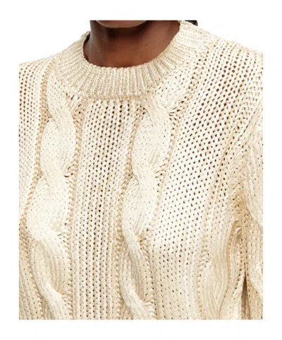 Diesel Cable-knit Jumper With Shiny Effect In Neutral