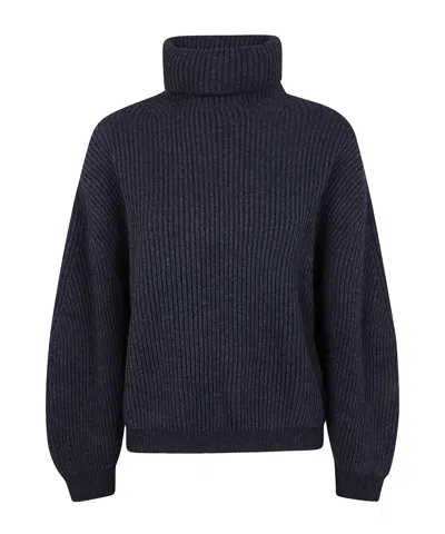 Semicouture Turtleneck Long-sleeved Sweater In Black