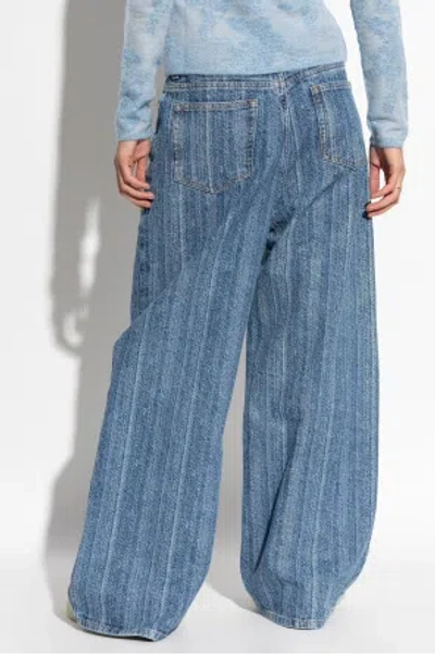 Ganni Striped Baggy Jeans In Blue