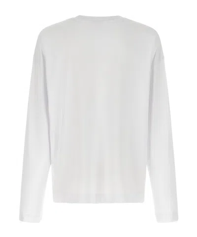Dries Van Noten White Mock Neck Long Sleeve T-shirt In 1 White