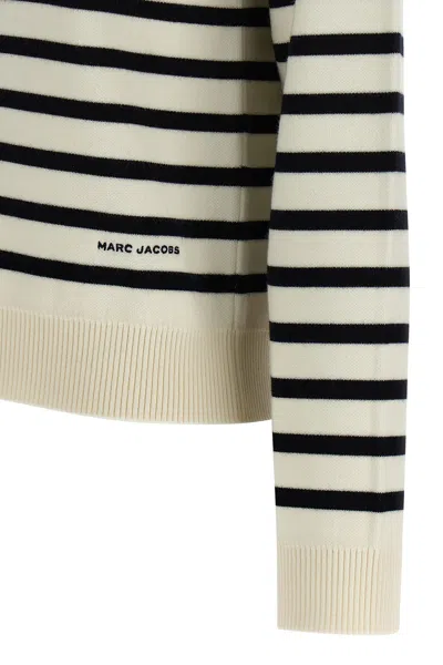 Marc Jacobs Striped Crew Neck Long Sleeve Sweater In Neutral