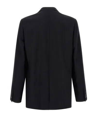 Dries Van Noten Double Breasted Wool Jacket With Notched Lapels In Black