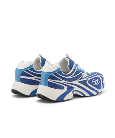 Diesel Swirl Pattern Low Top Sneakers With Rubber Sole In Blue