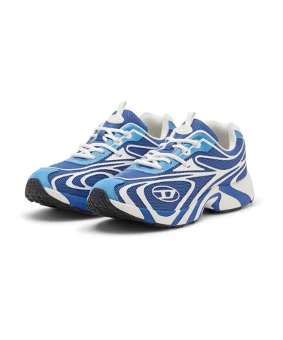 Diesel Swirl Pattern Low Top Sneakers With Rubber Sole In Blue