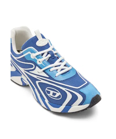 Diesel Swirl Pattern Low Top Sneakers With Rubber Sole In Blue