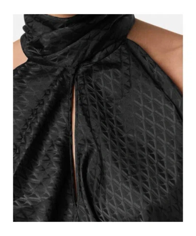 Versace Draped Halterneck Top Keyhole Detail In Black