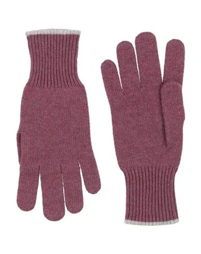 Brunello Cucinelli Man Gloves Mauve Size Xl Cashmere In Brown
