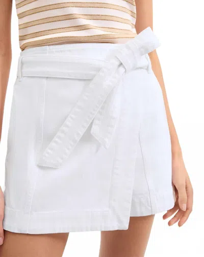 Veronica Beard Agee Belted Wrap Skort In White In White