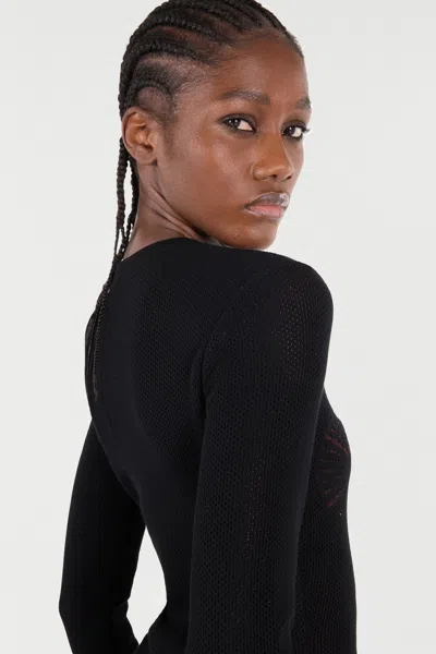 Roberto Cavalli Micro-openwork Sweater With Dragon In Black