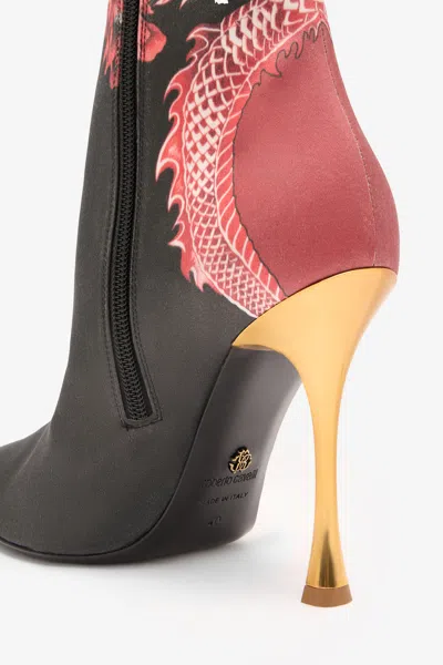 Roberto Cavalli Knee-high Boots With Dragon Print In Multi