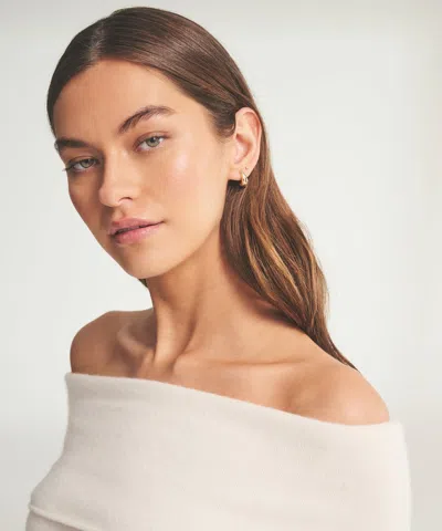Naadam Premium Cashmino Ribbed Draped Top In White