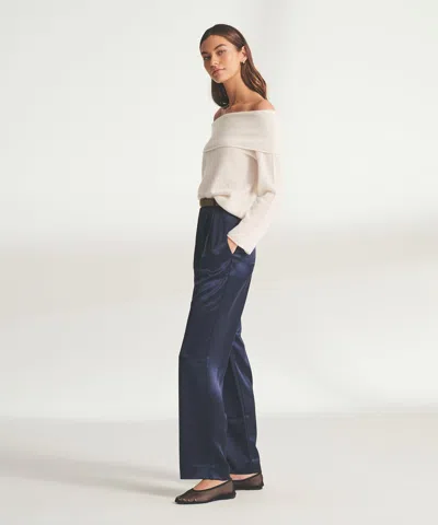 Naadam Premium Cashmino Ribbed Draped Top In White