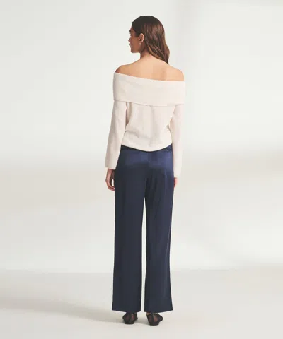 Naadam Premium Cashmino Ribbed Draped Top In White
