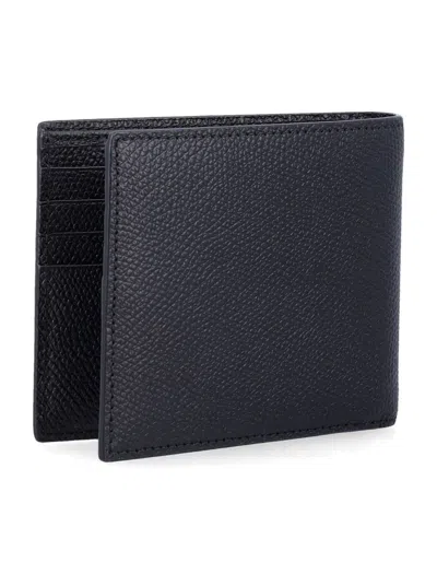 Valentino Garavani Textured Leather Wallet With Subtle Logo Detail In Black