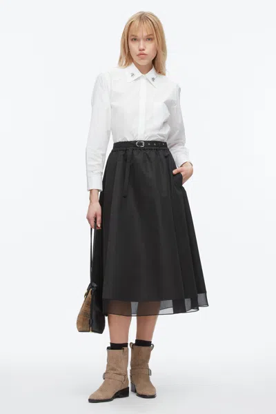 3.1 Phillip Lim Belted Midi Skirt With Chiffon Hem Black