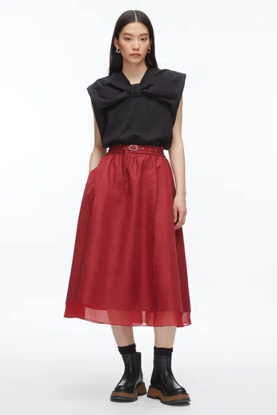3.1 Phillip Lim Belted Midi Skirt With Chiffon Hem Black