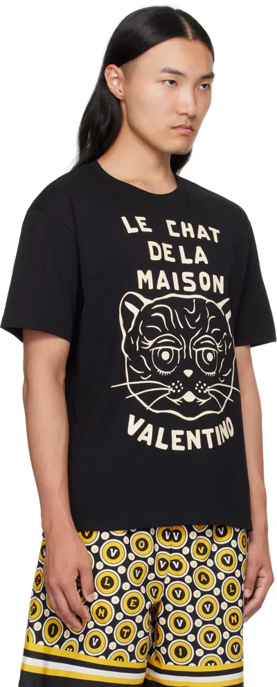 Valentino Chat De La Maison Cotton T-shirt In Black