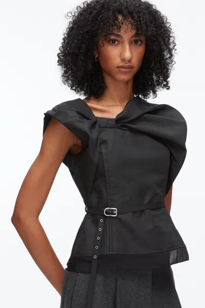 3.1 Phillip Lim Draped Bow Belted Shell Top In Red