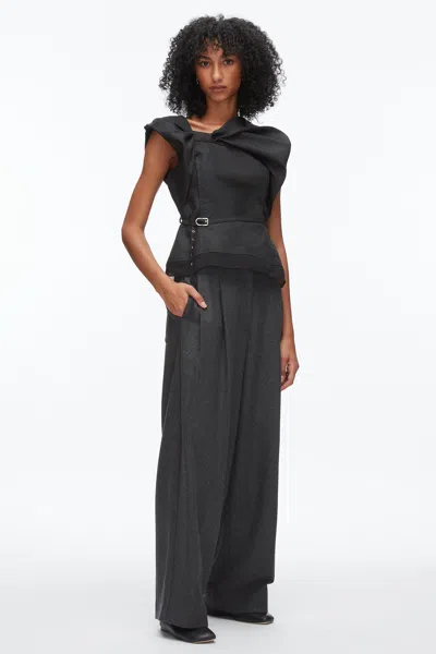 3.1 Phillip Lim Draped Bow Belted Shell Top In Black