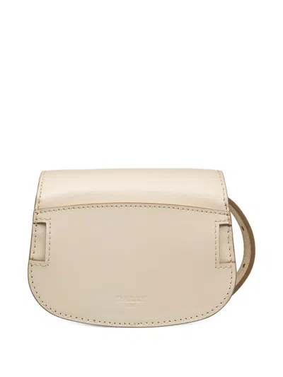 Bally Mini B-chain Foldover Clasp Leather Bag In Neutral