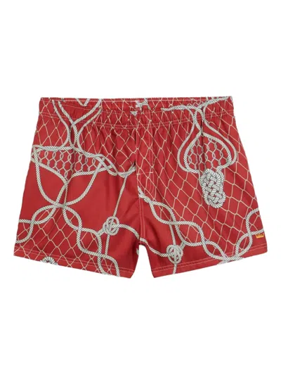 Osklen Rope-net Print Swim Shorts In Red