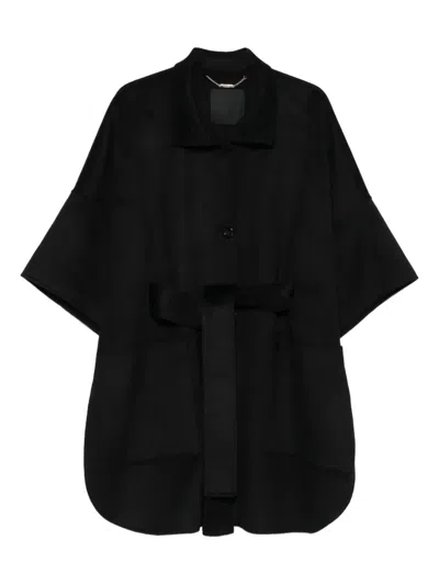 Liu •jo Belted Buttoned-up Cape In Black