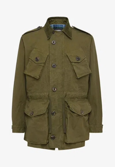 Dsquared2 Olive Hunter Field Jacket In Green