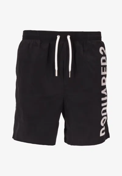 Dsquared2 Elastic Waistband Shorts With Side Pockets In Black