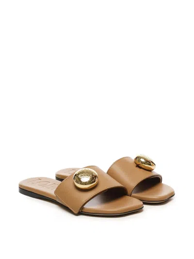 Loewe Pebble Slide In Soft Calfskin In Brown