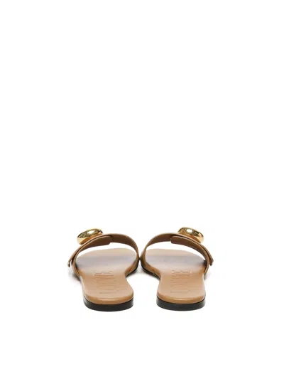 Loewe Pebble Slide In Soft Calfskin In Brown