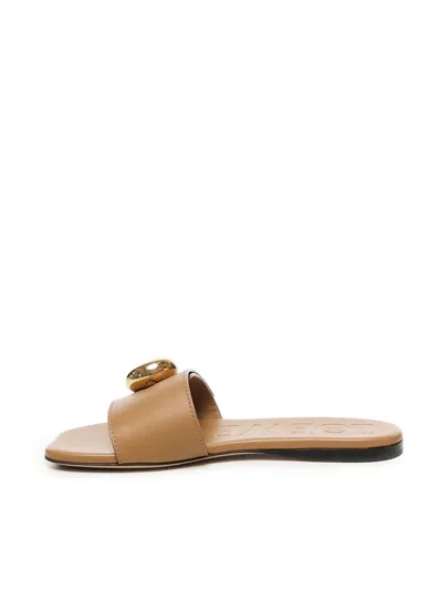 Loewe Pebble Slide In Soft Calfskin In Brown