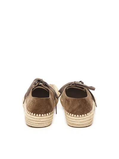 Loewe Men Rio Lace-up Shoes In Suede And Raffia In Brown