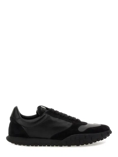 Jil Sander Low Laced Sneakers With Vulcanized Rubber Sole In Black