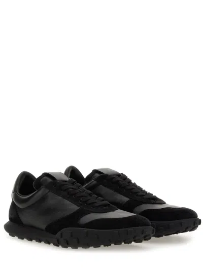 Jil Sander Low Laced Sneakers With Vulcanized Rubber Sole In Black