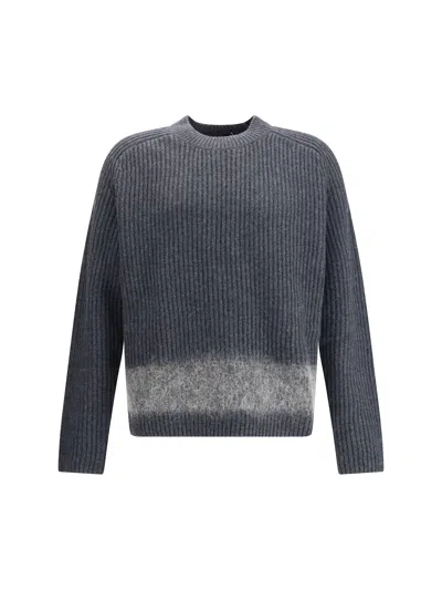 Dsquared2 Chunky Knit Girocollo In Lana E Alpaca Lavorazione A Coste Sweater In Blue