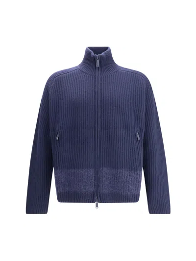 Dsquared2 Carded Wool Insert Cardigan Sweaters And Cardigans Blue In Blue