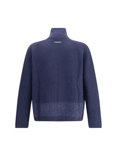 Dsquared2 Carded Wool Insert Cardigan Sweaters And Cardigans Blue In Blue