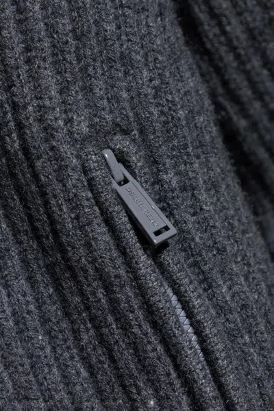 Dsquared2 Full-zip Cardigan With Mohair Inlay In Gray