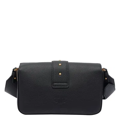 Pinko Love One Mini Slouchy Leather Shoulder Bag In Black