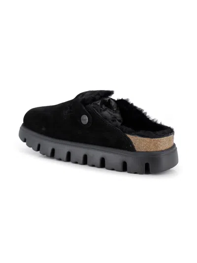 Birkenstock Boston Chunky Suede Leather Sandal In Black In Black