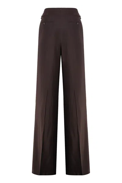 Tom Ford Pleated High-rise Wide-leg Pants In Burgundy