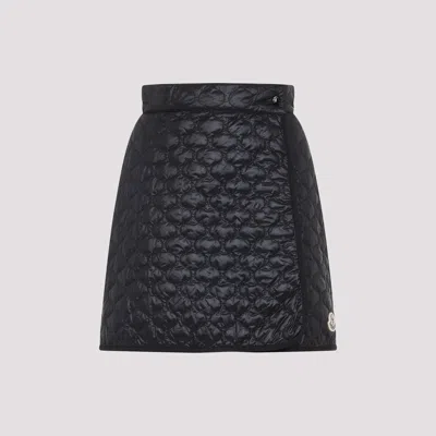 Moncler Quilted Black Skirt With Glossy Finish And Wrap Style