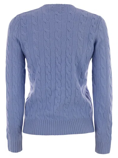 Polo Ralph Lauren Blue Crewneck Sweater With Pony Embroidery On The Front In Cotton Woman In Multi
