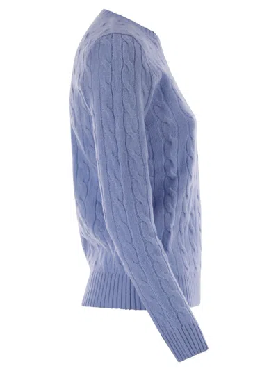 Polo Ralph Lauren Blue Crewneck Sweater With Pony Embroidery On The Front In Cotton Woman In Multi