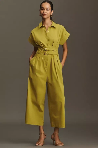 Exquise The Tobie Pleated Jumpsuit By : Double-buckle Edition In Green
