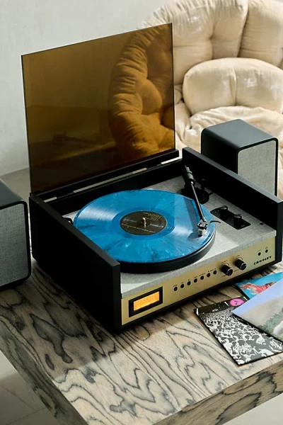Crosley Coda Record Player & Speaker Shelf System In Black At Urban Outfitters In Multi