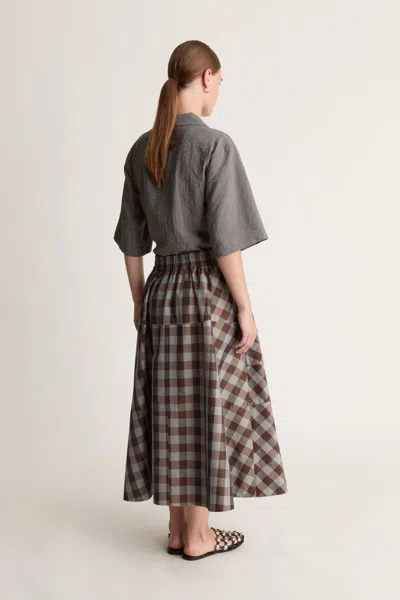 Lee Mathews Teresa Checked-pattern Midi Skirt In Pink