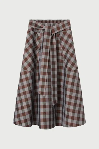 Lee Mathews Teresa Checked-pattern Midi Skirt In Pink
