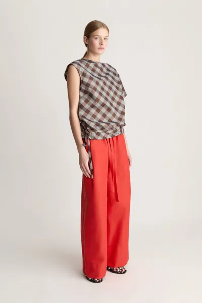 Lee Mathews Teresa Check-pattern Blouse In Brown